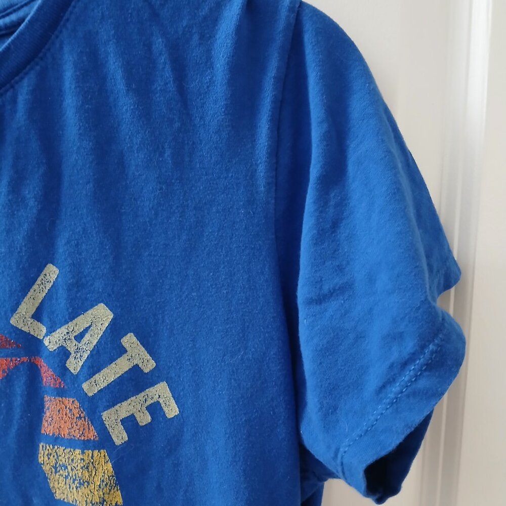 Women's Short Sleeve Blue Cat Graphic Large Tee - Picture 3 of 8